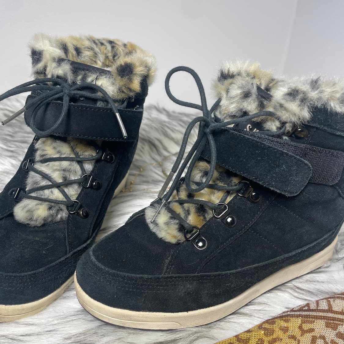 빈티지 호피 퍼 웨지힐 스니커즈 상품이미지4