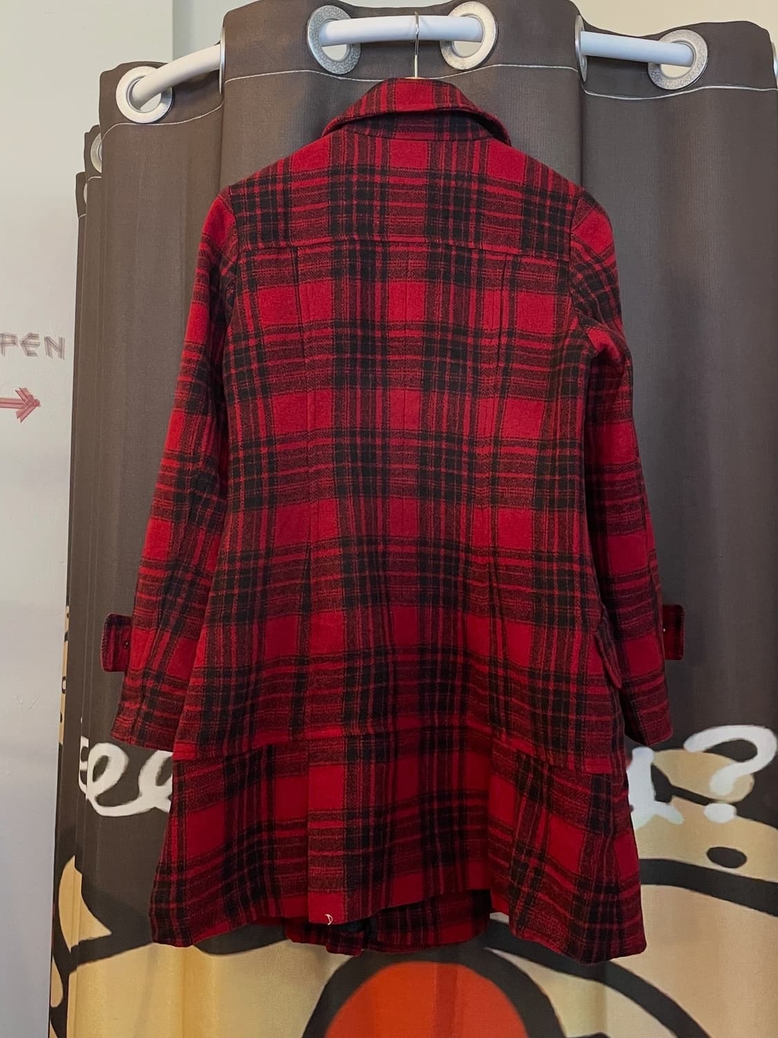 레드 체크 A라인 핀턱 코트 [무배] 상품이미지5