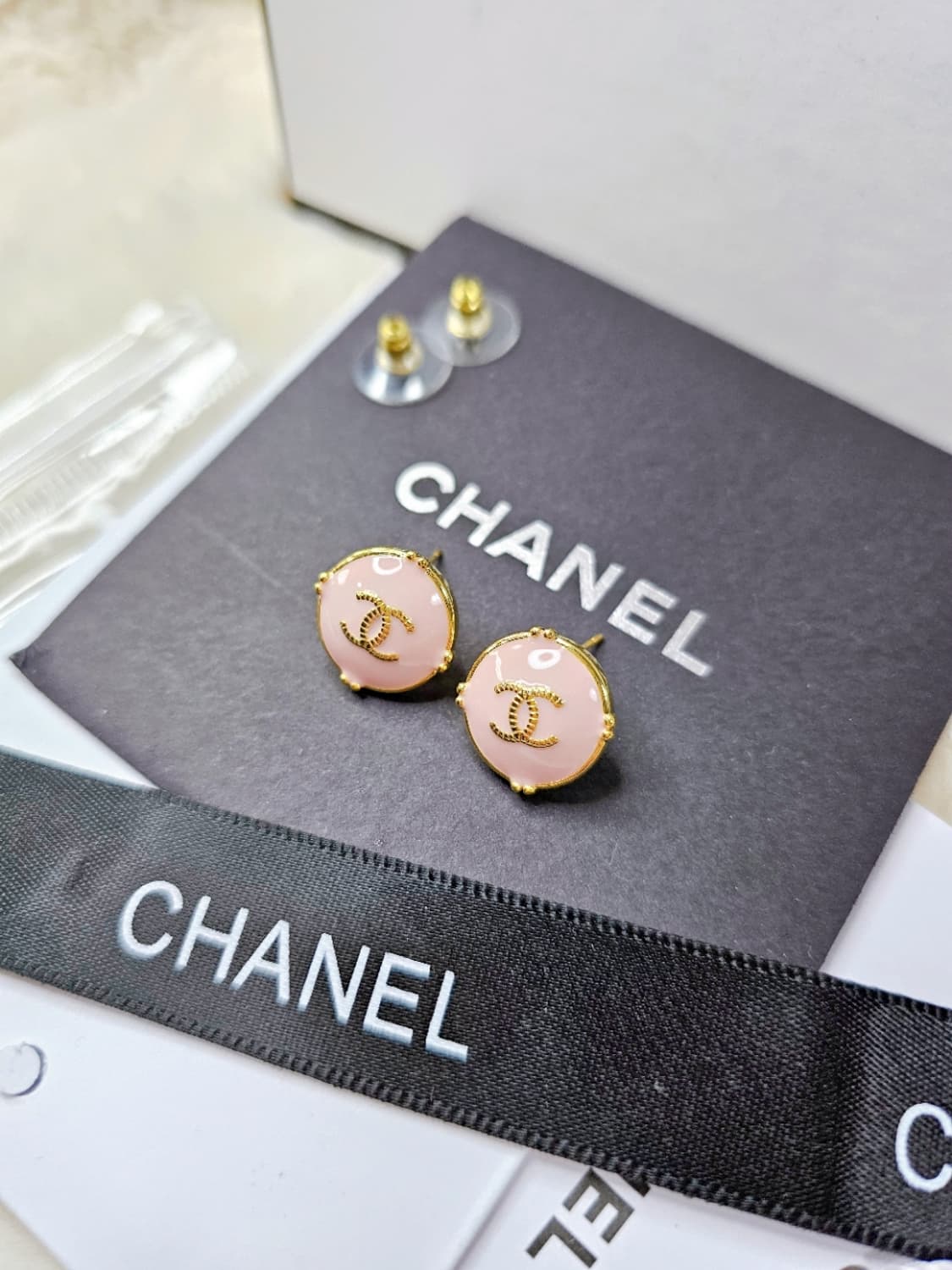 빈티지 샤넬 핑크 업사이클링 이어링 상품이미지2