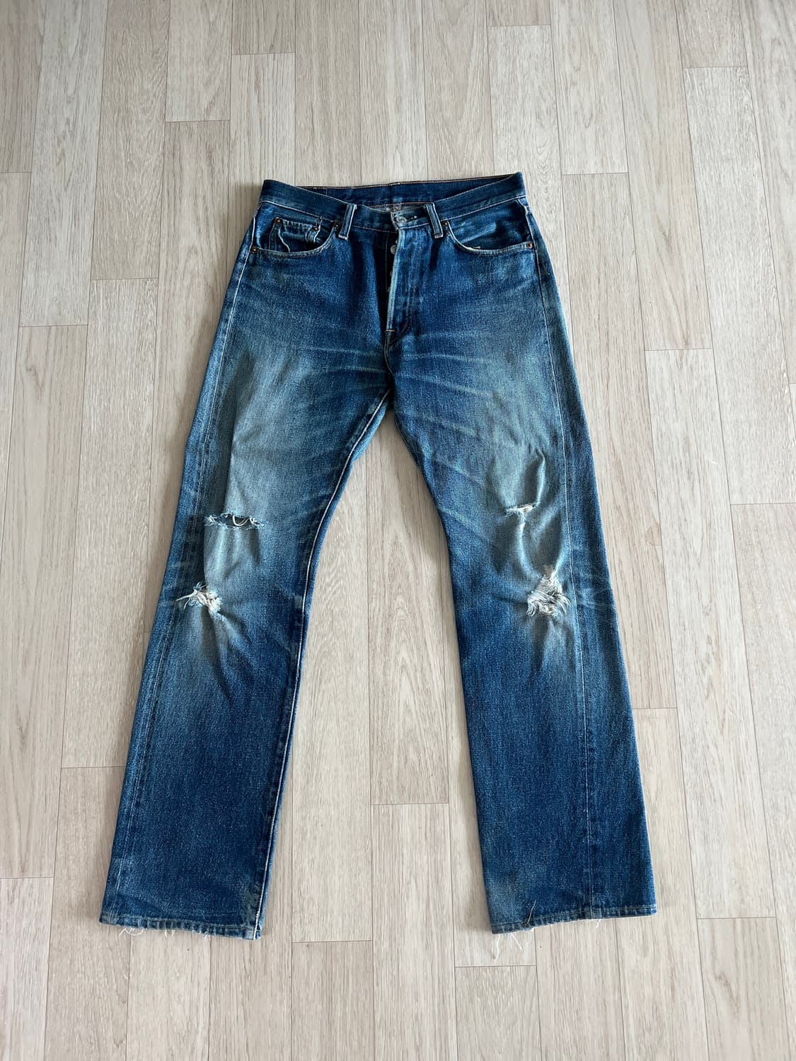 드님 셀비지 빈티지 데미지 데님 팬츠 31 상품이미지2