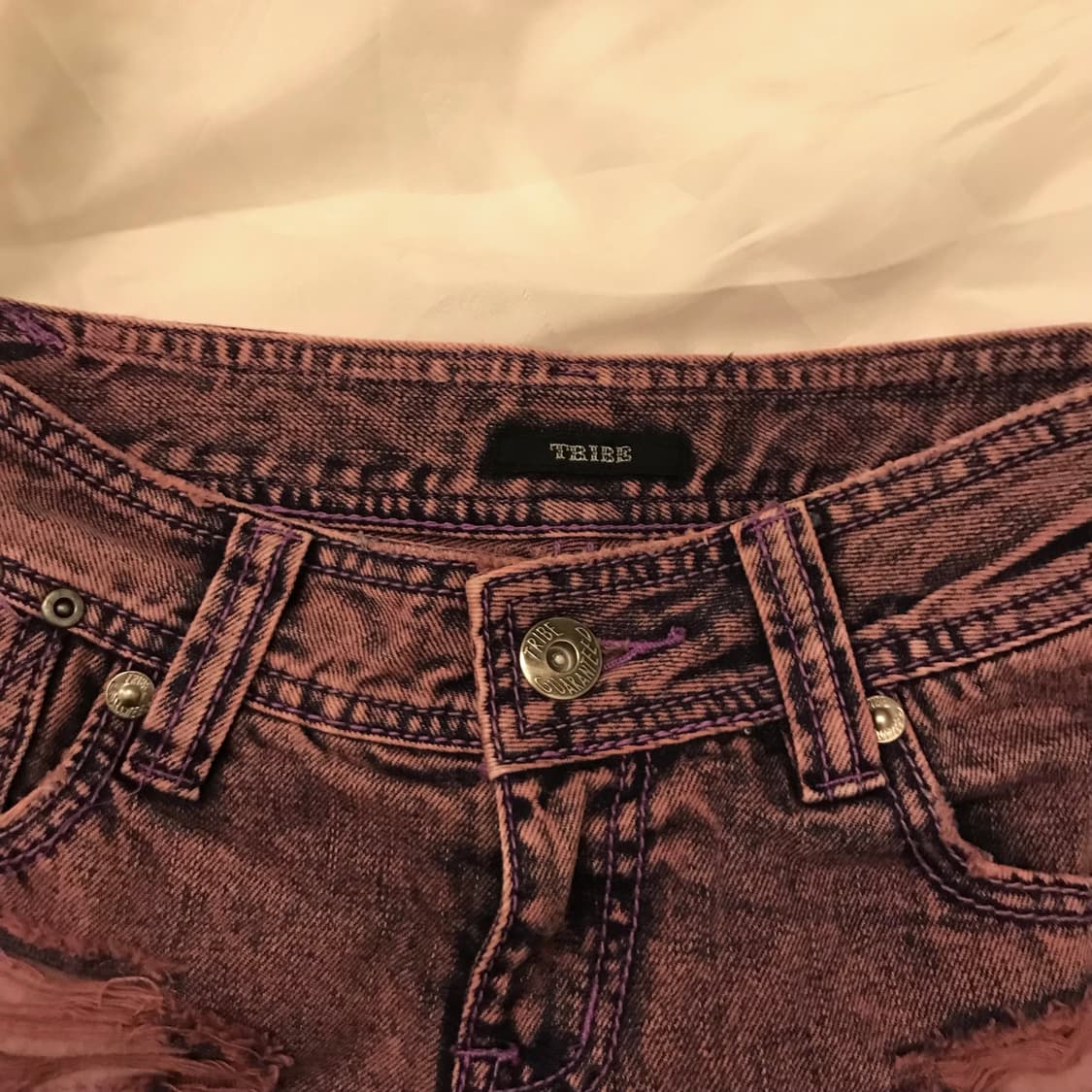 JPN Vintage 핑크 퍼플 데미지 워싱 핫팬츠 상품이미지4