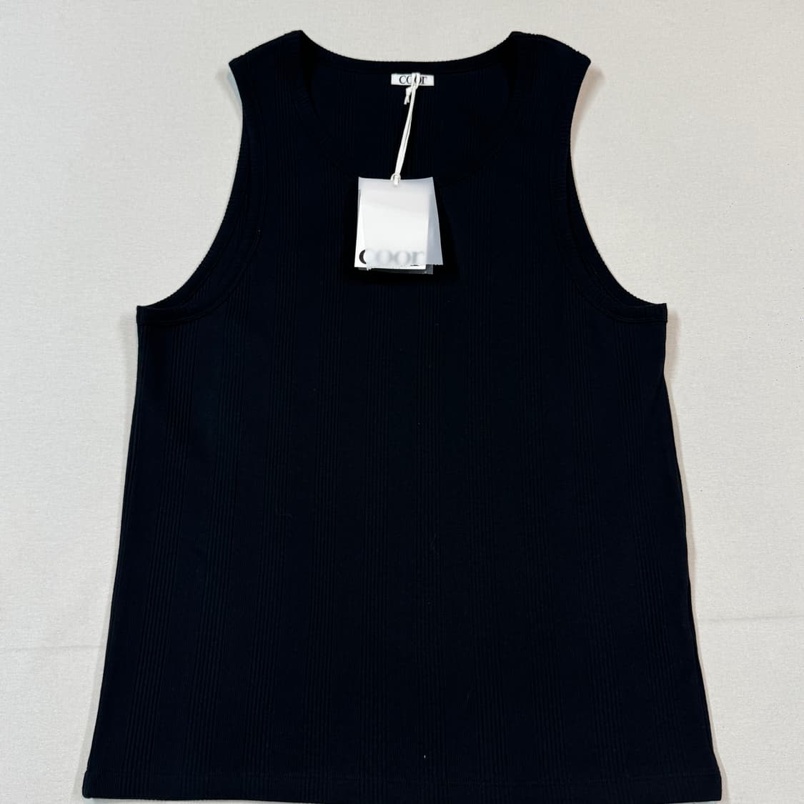 M) COOR 쿠어 골지 슬리브리스 나시 블랙 상품이미지2