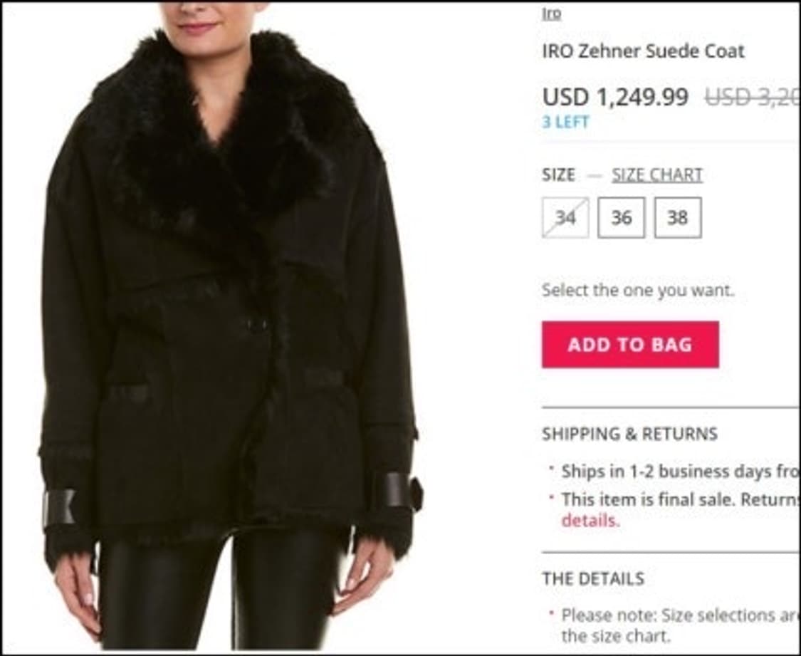 이로 IRO 천연양털 무스탕 S 정품 상품이미지3