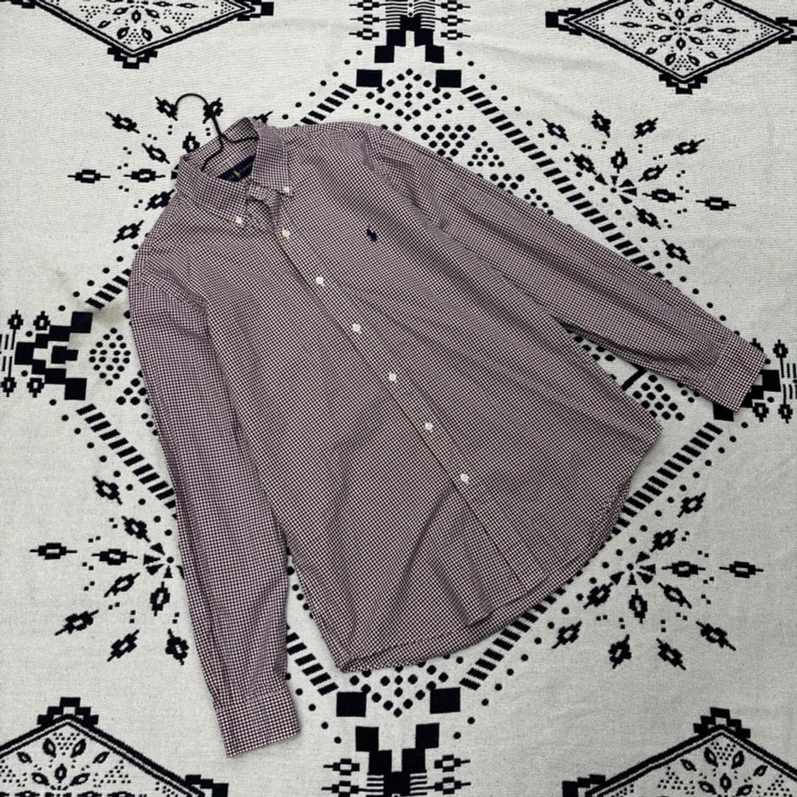 폴로 랄프로렌 자수로고 버튼다운 체크 셔츠 M P00011 상품이미지1