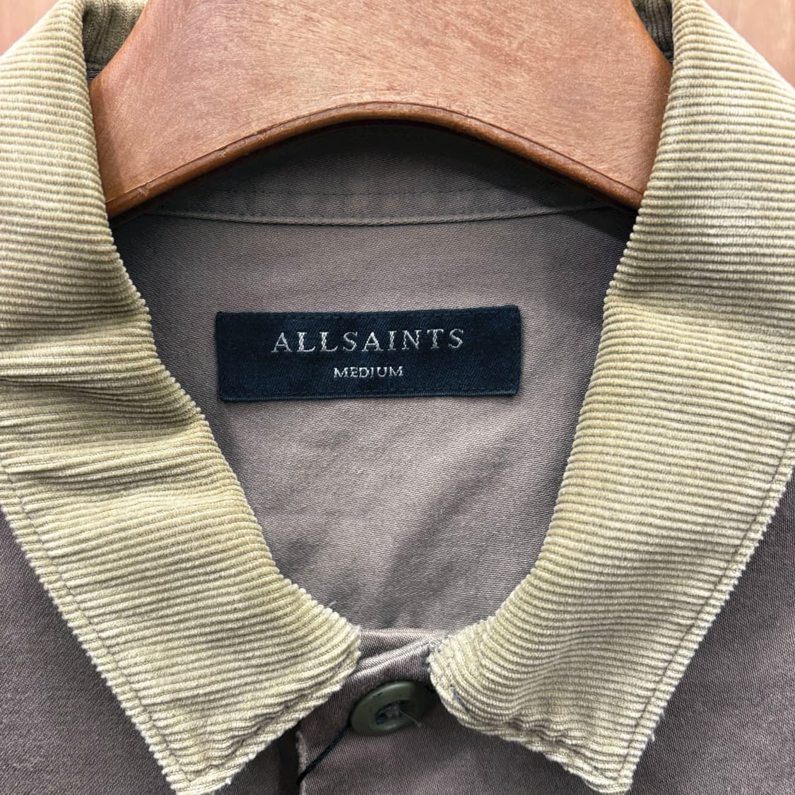 올세인츠 클래식 코튼 워크 셔츠 자켓 코듀로이 카라 디테일 카키 베이지 상품이미지7