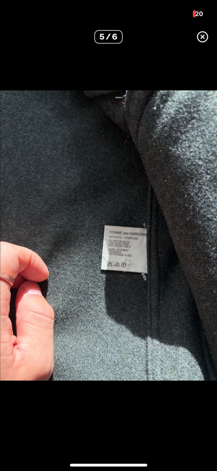 꼼데가르송 셔츠 울 싱글 중기장 카코트 (꼼데가르송옴므) 상품이미지5