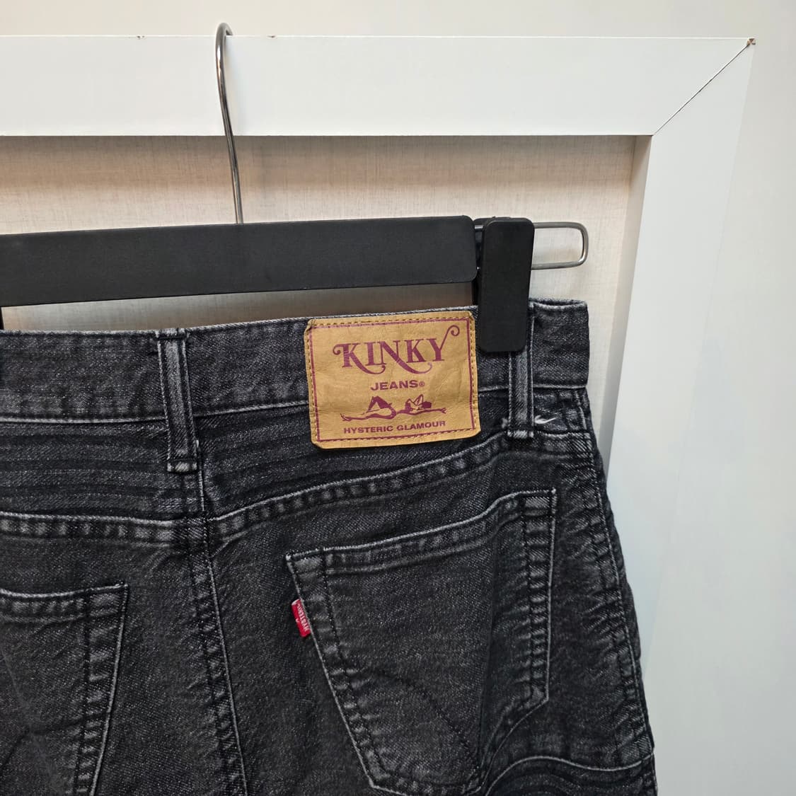 히스테릭 글래머 스크래치 롱 데님 스커트 블랙 상품이미지5