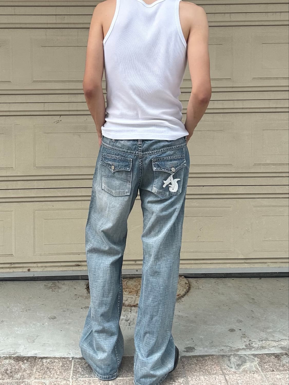 00s Armani big letter wide jeans 상품이미지4