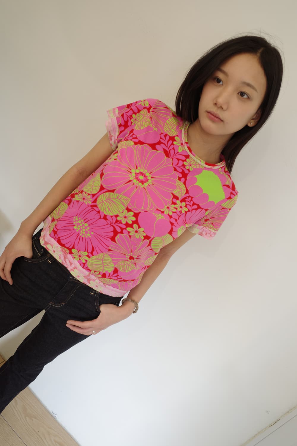 Comme des Garcons Pink Flower T-shirt 상품이미지4