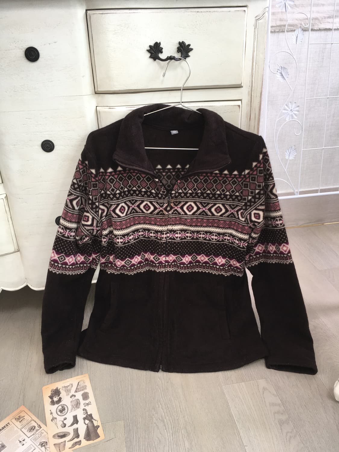 jpn vintage pink brown fleece nordic zip 상품이미지1