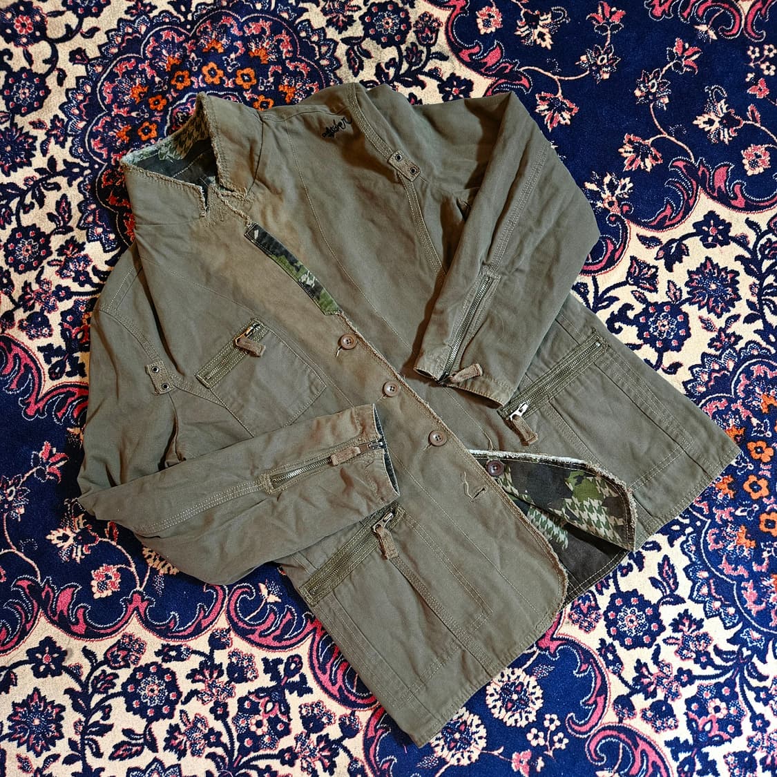 퀵실버(QuikSilver) 카모플라쥬 리버시블 야상 버튼 자켓 M  상품이미지7