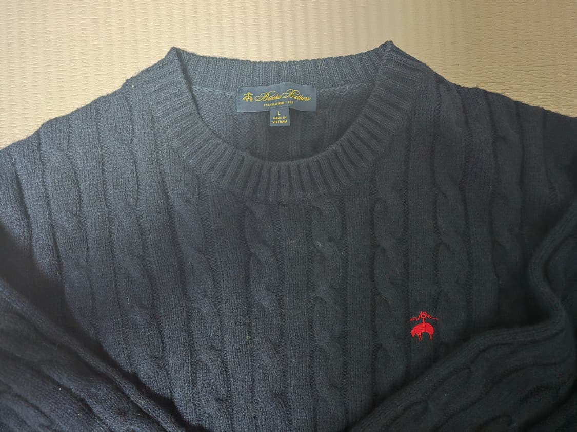 브룩스브라더스 울 케이블 니트 네이비 상품이미지2