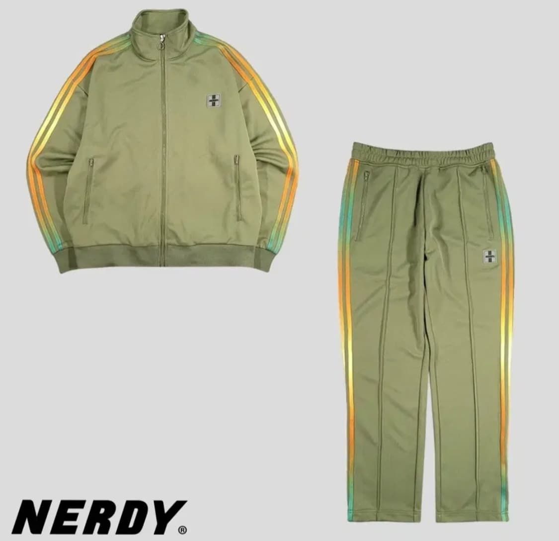 널디 카키 오렌지 그라데이션 사이드라인 트랙탑 세트 M 상품이미지1