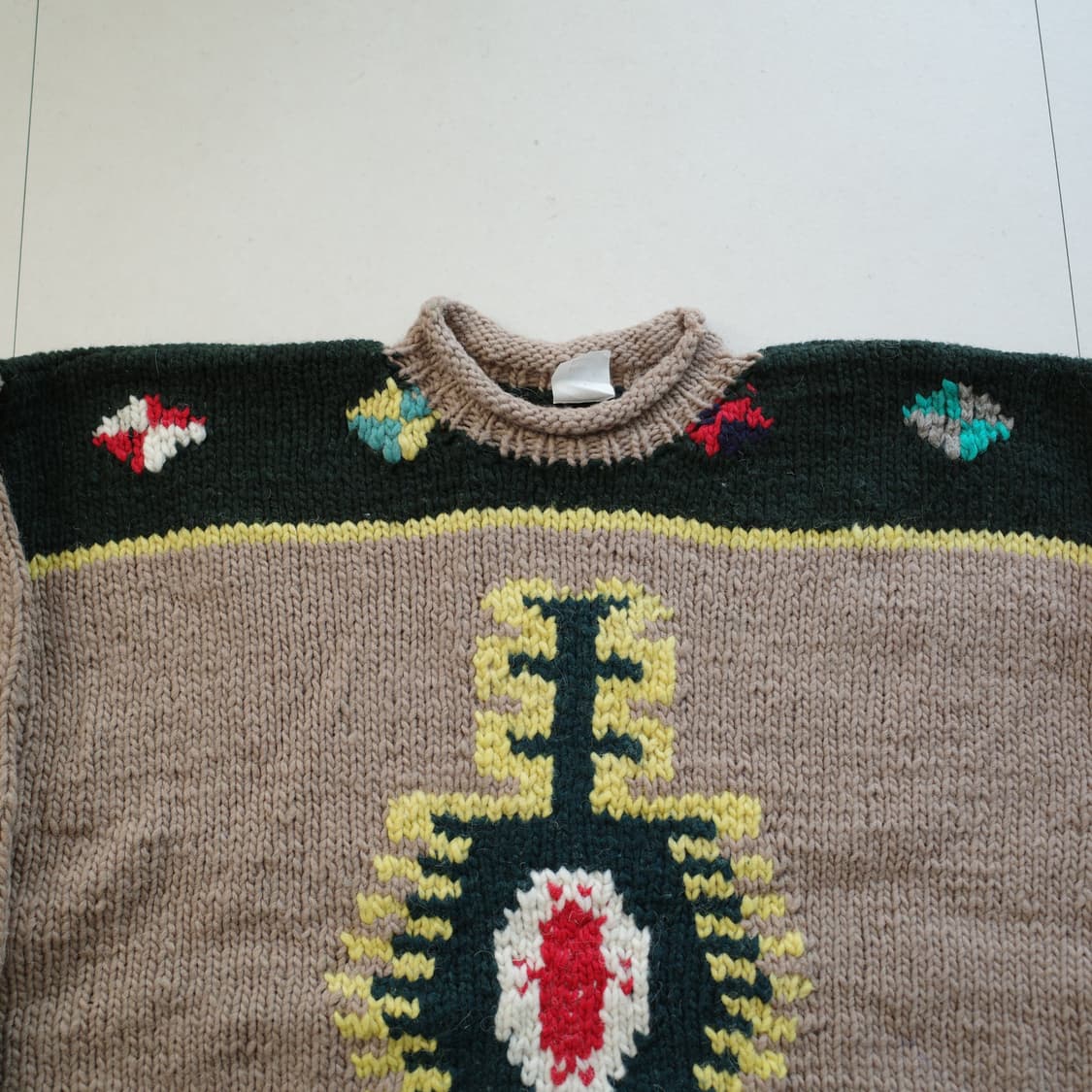 에콰도르 에스닉 나바호 아즈텍 핸드메이드 100% 울 니트 (Free) 상품이미지2