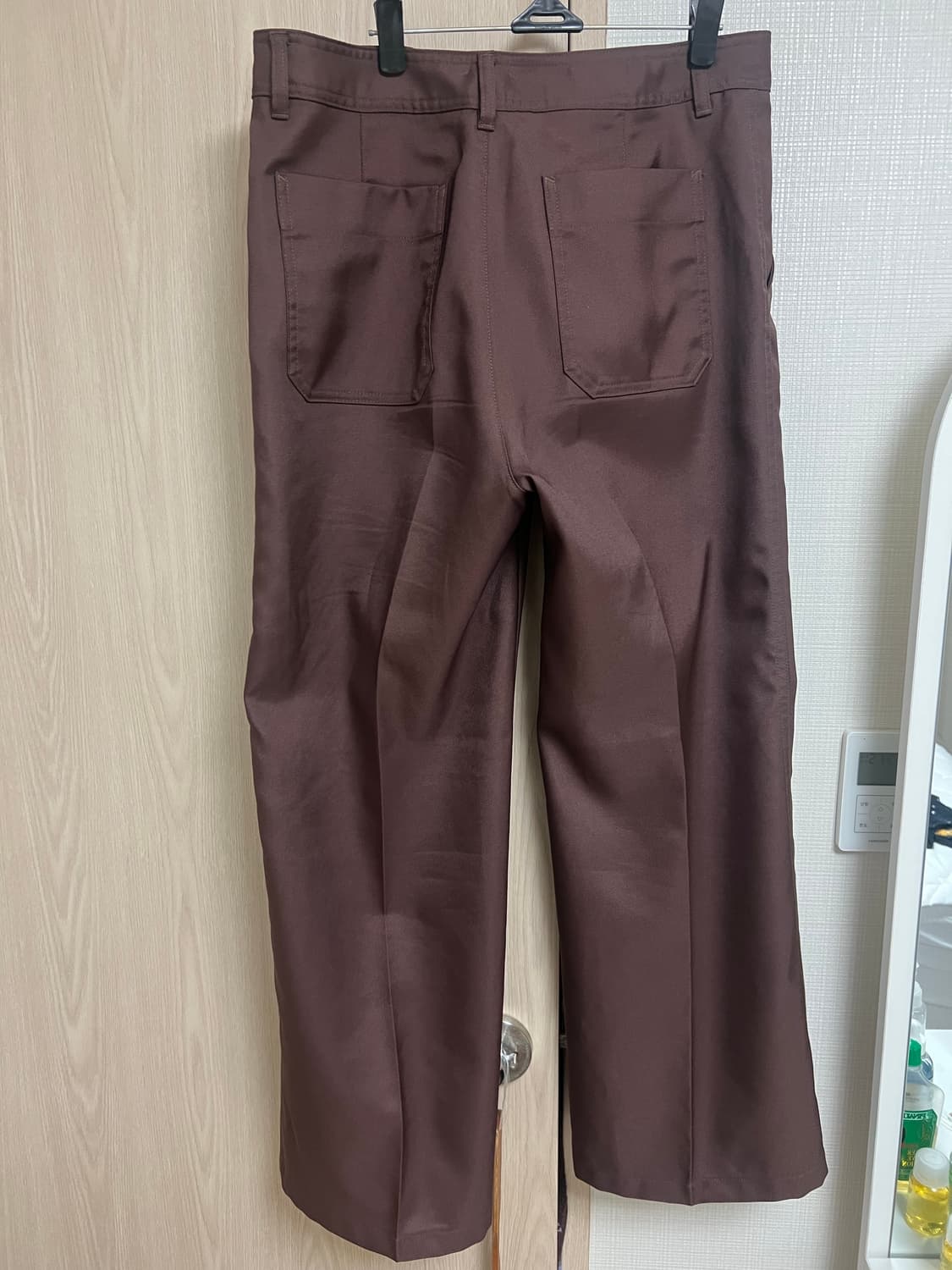 유니클로U/트윌 와이드 팬츠 다크브라운/XL 상품이미지3