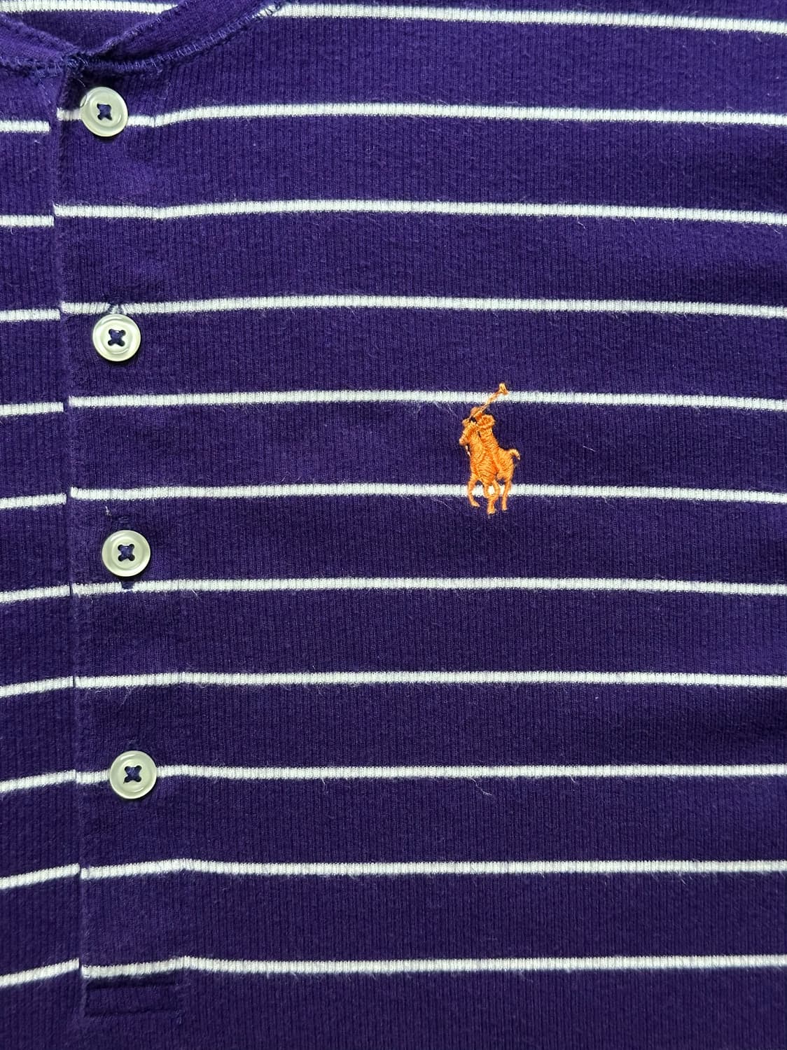 랄프로렌 퍼플 단가라 헨리넥 긴팔티 XL 상품이미지2