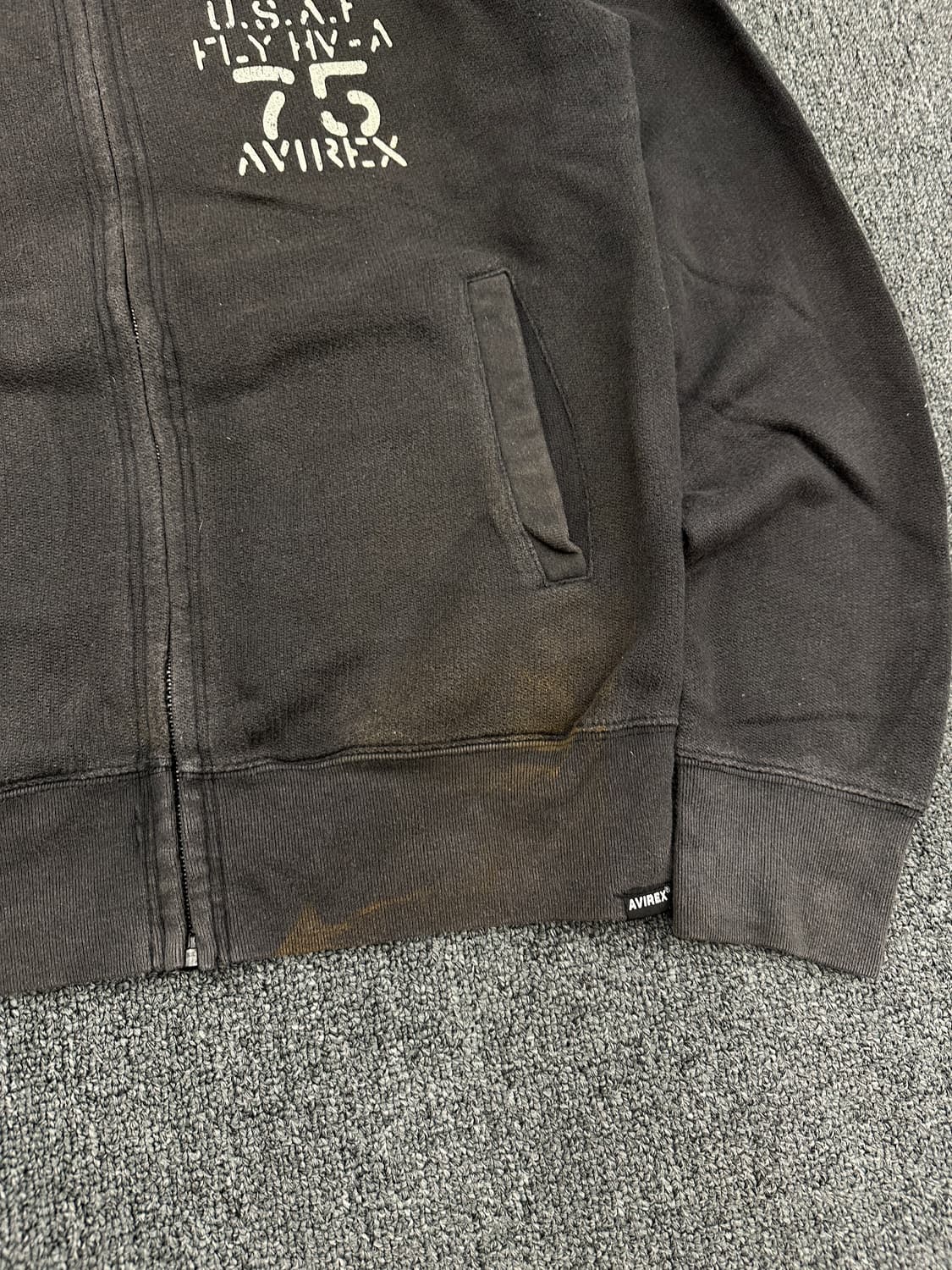 M) 아비렉스 스웻 집업 저지 차콜  상품이미지7