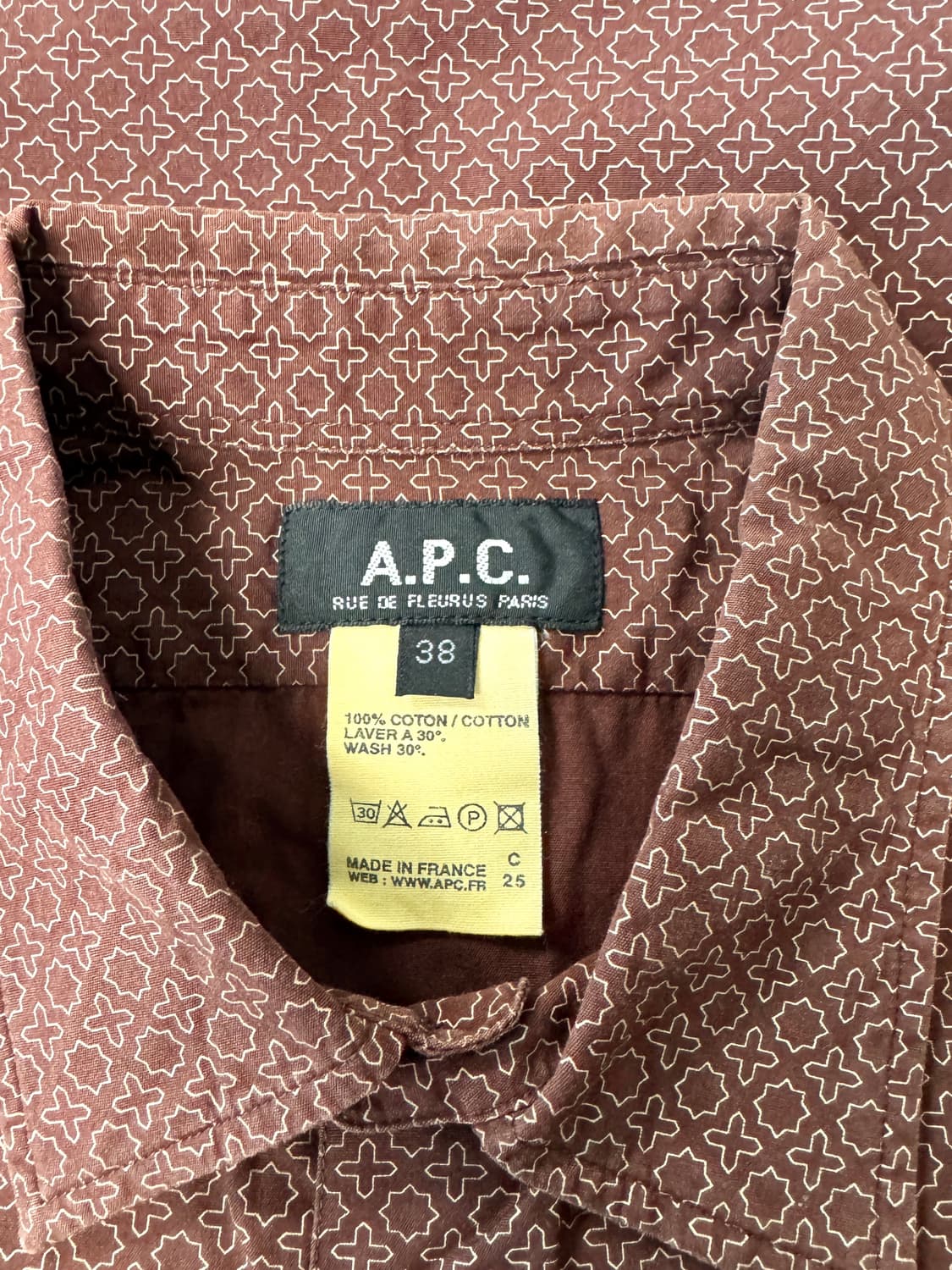 A.P.C 아페쎄 버건디컬러 패턴 셔츠 블라우스 38 상품이미지6