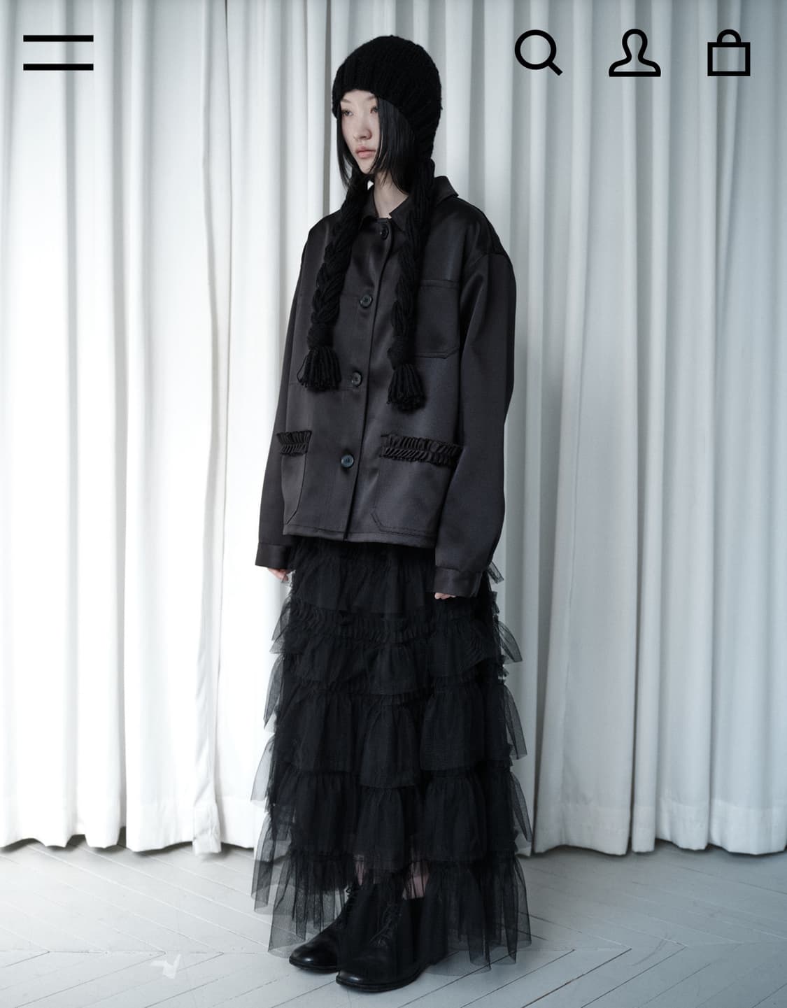 생긴스튜디오 TULLE TIERED LONG SKIRT - BLACK 상품이미지2