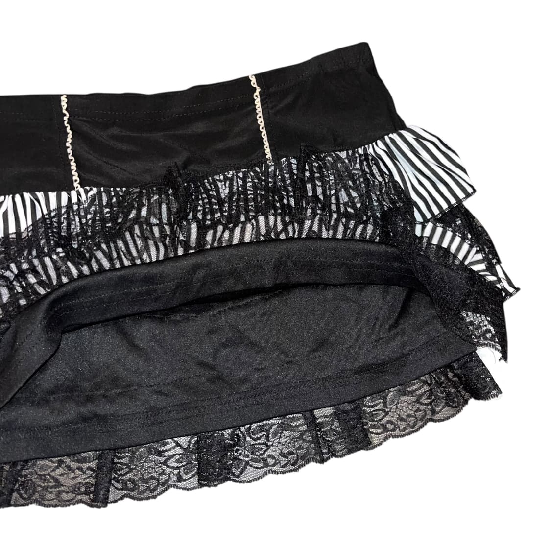 스트라이프 레이스 밴딩 캉캉 스커트 갸루y2k키치 상품이미지3