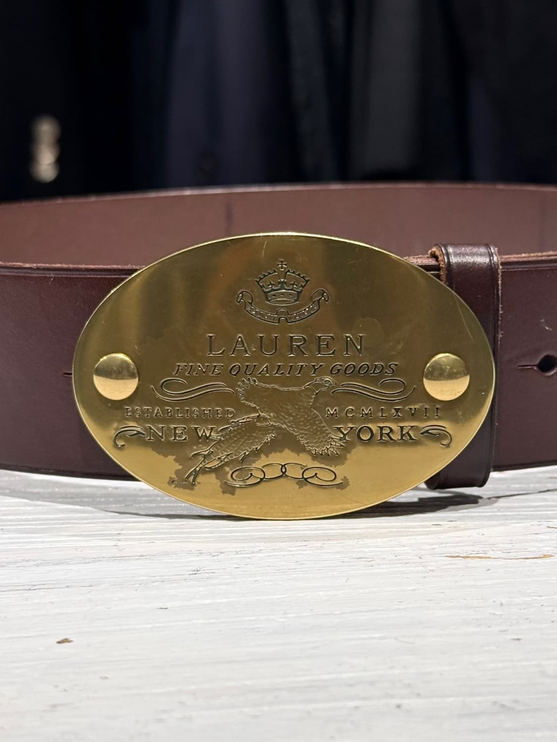 로렌 랄프로렌 골드 버클 브라운 레더 벨트 상품이미지7