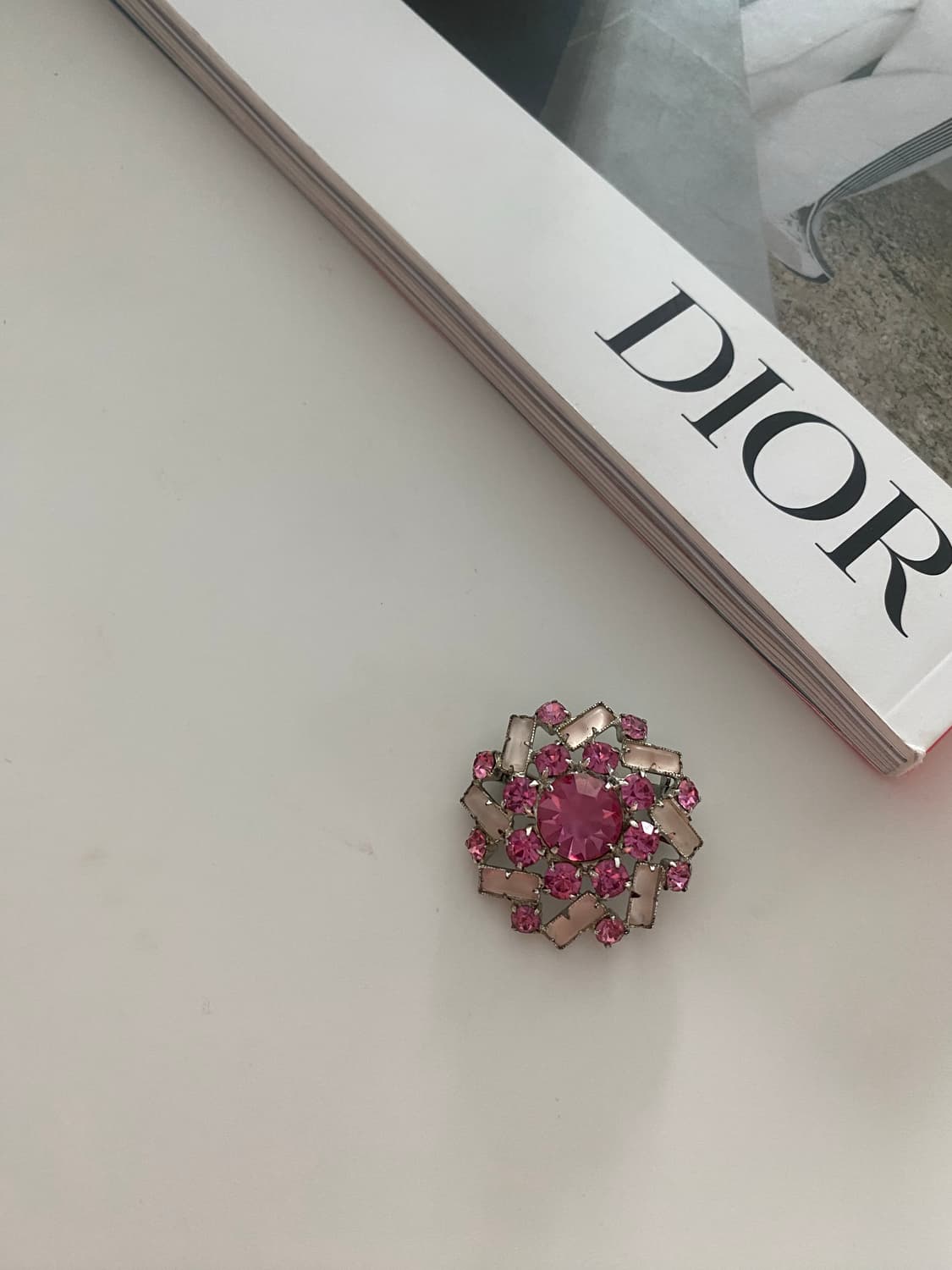 빈티지 핑크 큐빅 브로치 상품이미지2
