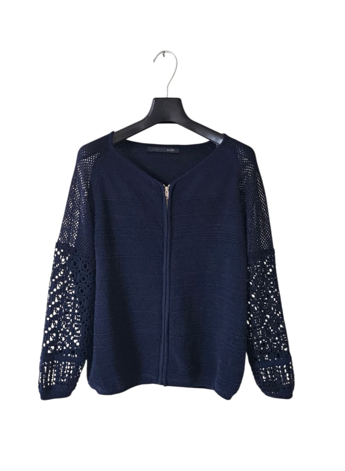 올리브데올리브 네이비 펀칭 지퍼 여성 가디건 M 상품이미지2