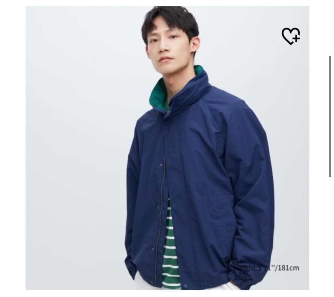 유니클로 스탠드 칼라 쇼트 블루종 네이비[XL] 상품이미지1