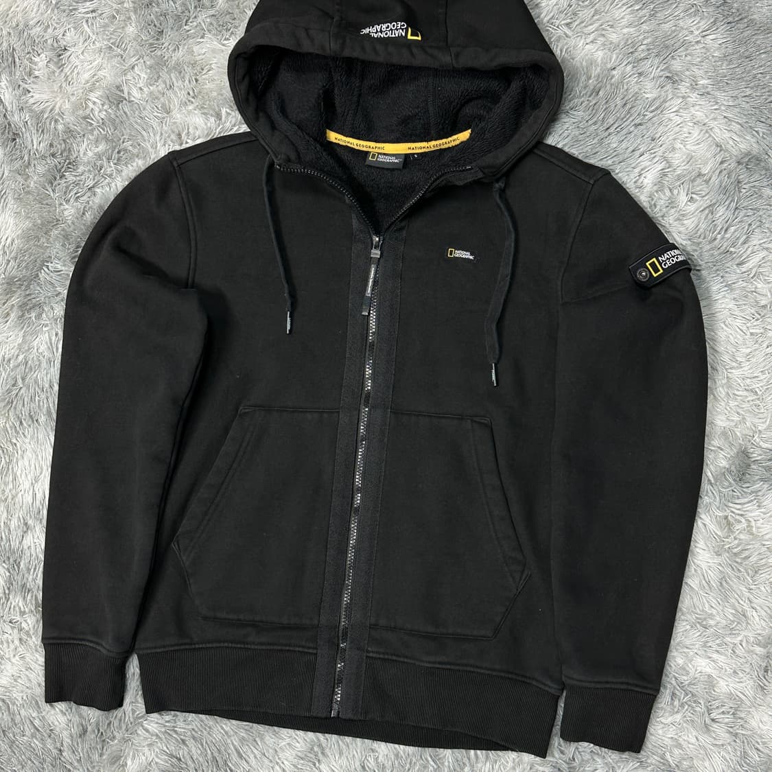 내셔널지오그래픽 기모 후드집업 블랙 s 상품이미지1