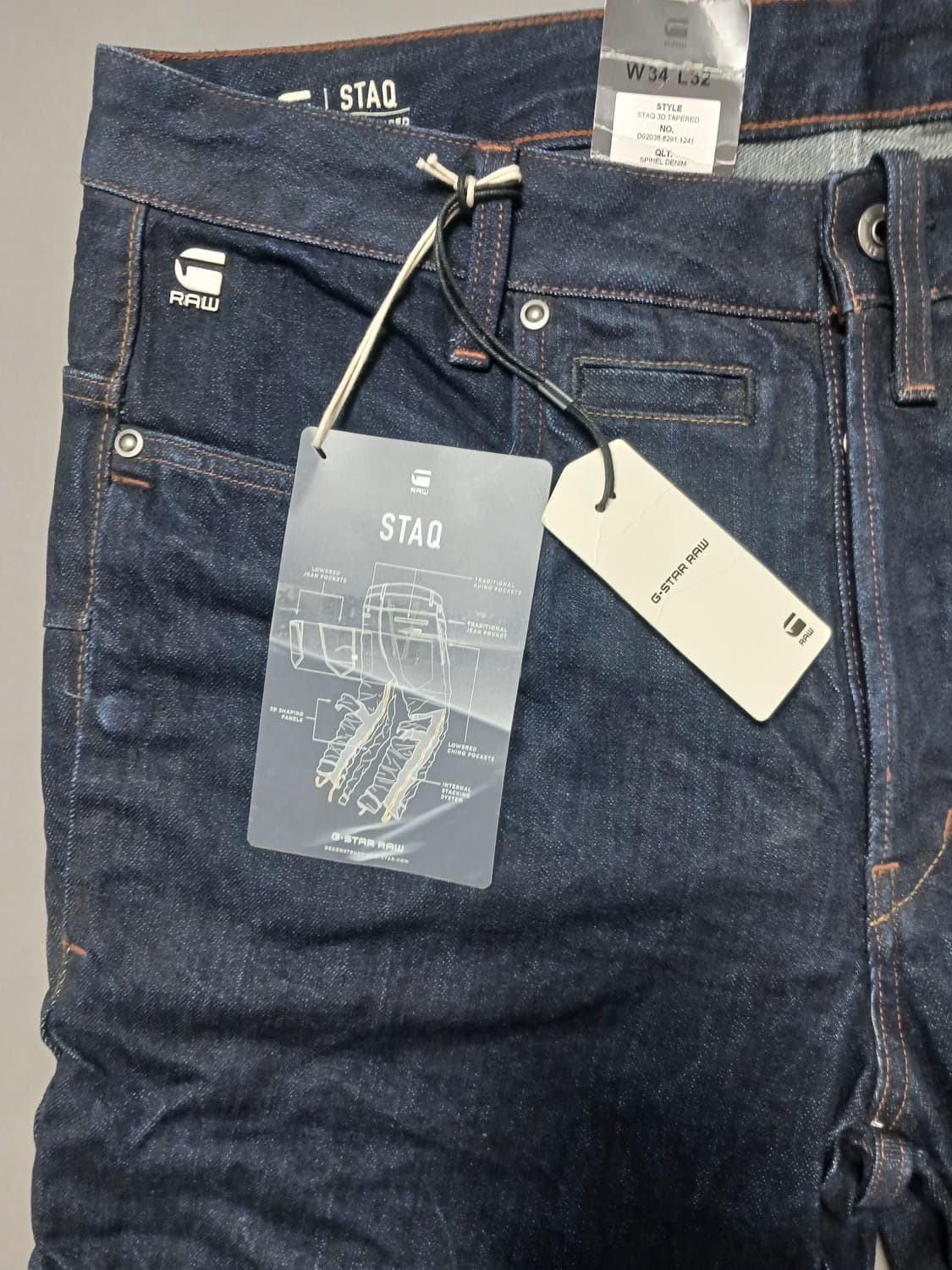 새제품 [34] 지스타로우 스타큐 3D 테이퍼드진 청바지 상품이미지2