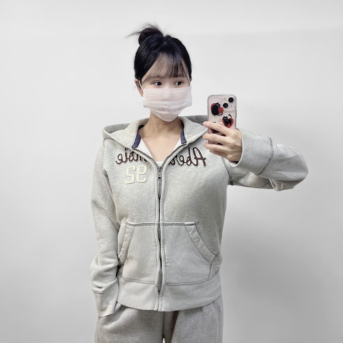 아베크롬비 스펠 로고 후드집업 그레이 상품이미지1