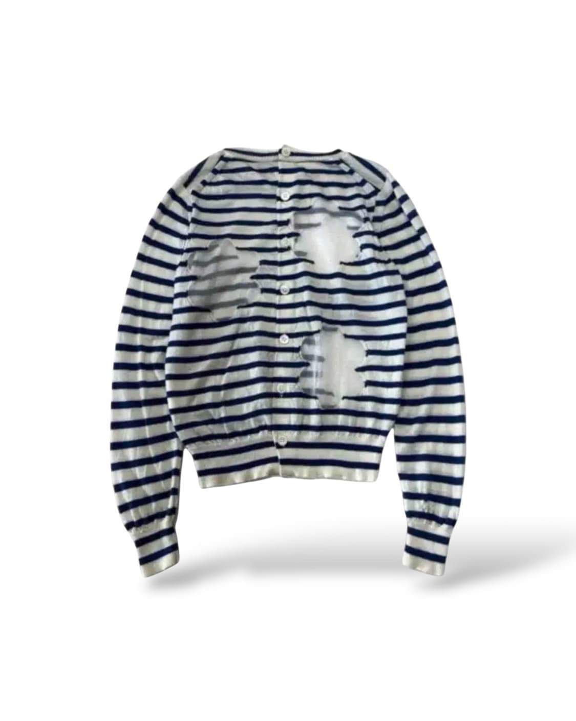 (rare) 꼼데가르송 플라워 메쉬 백버튼 스트라이프 가디건 상품이미지2