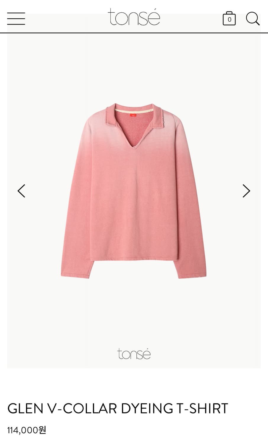 톤세 Tonse - GLEN V-COLLAR DYEING T-SHIRT 상품이미지1