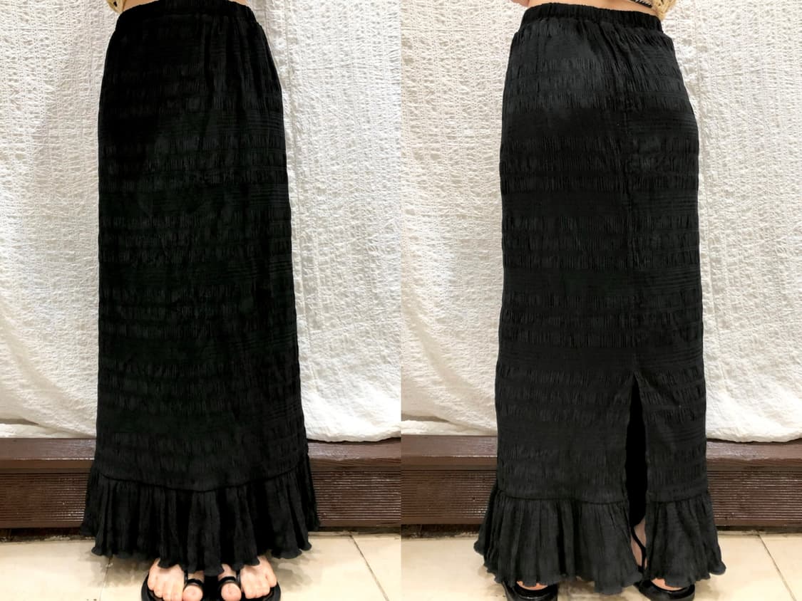 Black frill wrinkle long skirt 상품이미지6