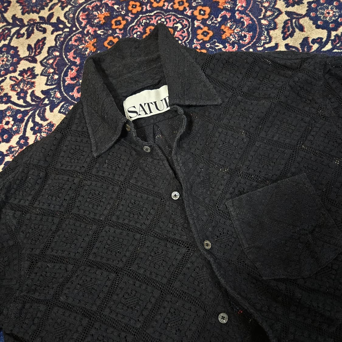 세터(Satur) 아가일 시스루 크로셰 셔츠  상품이미지4