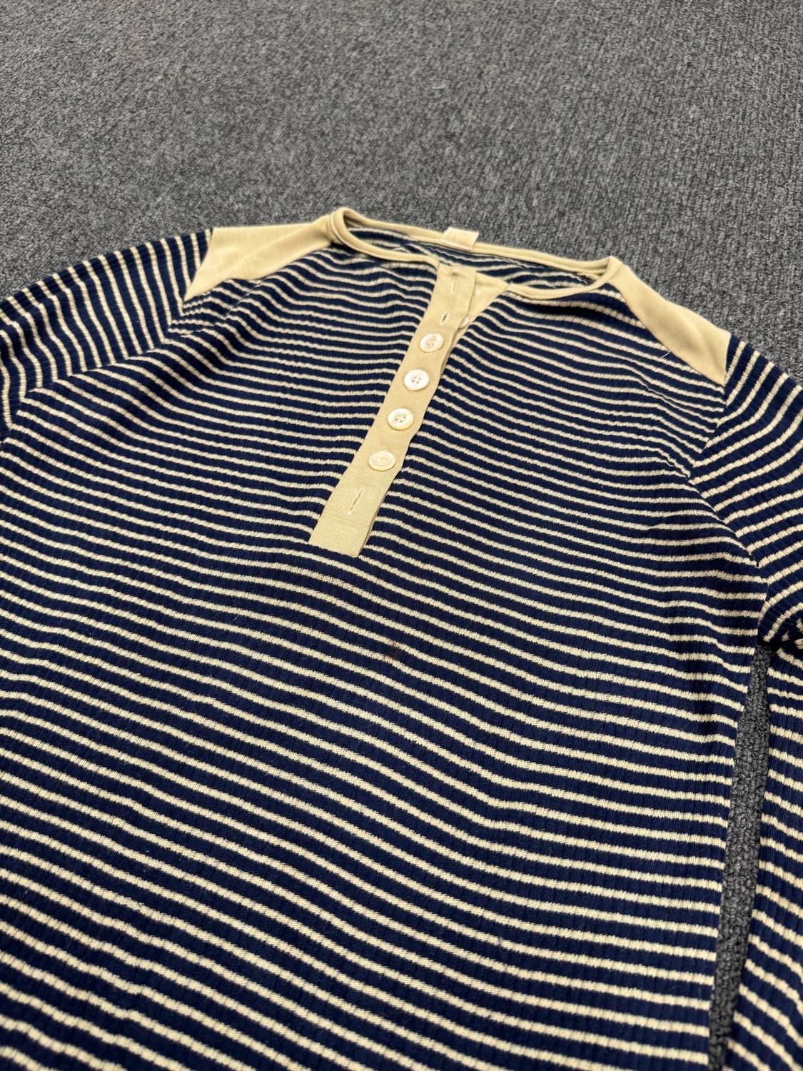 Japanese vintage 여성 스트라이프 헨리넥 롱슬리브 상품이미지2