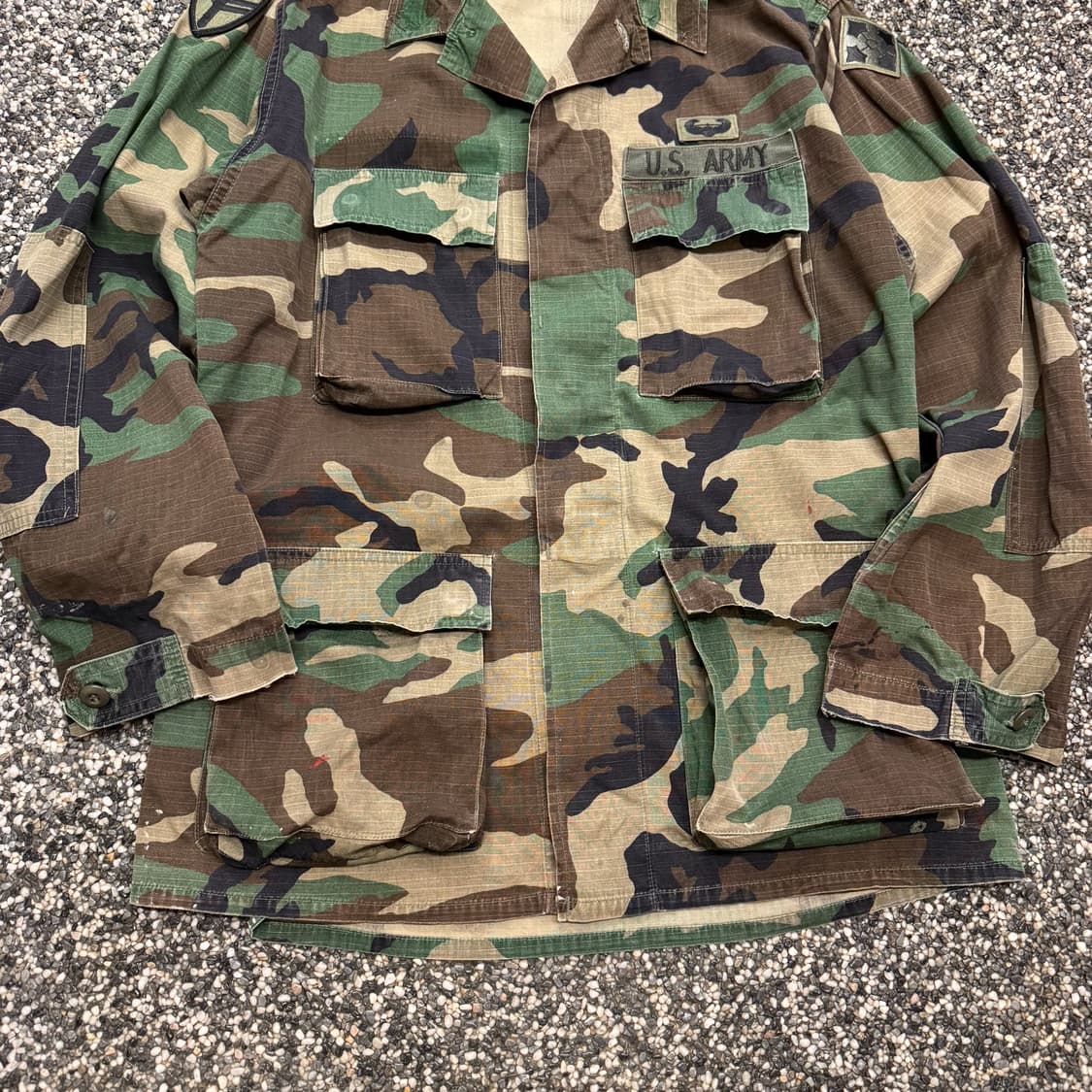 80s US Army 미군 하계용 우드랜드 카모 셔츠 자켓 (XL)  상품이미지3