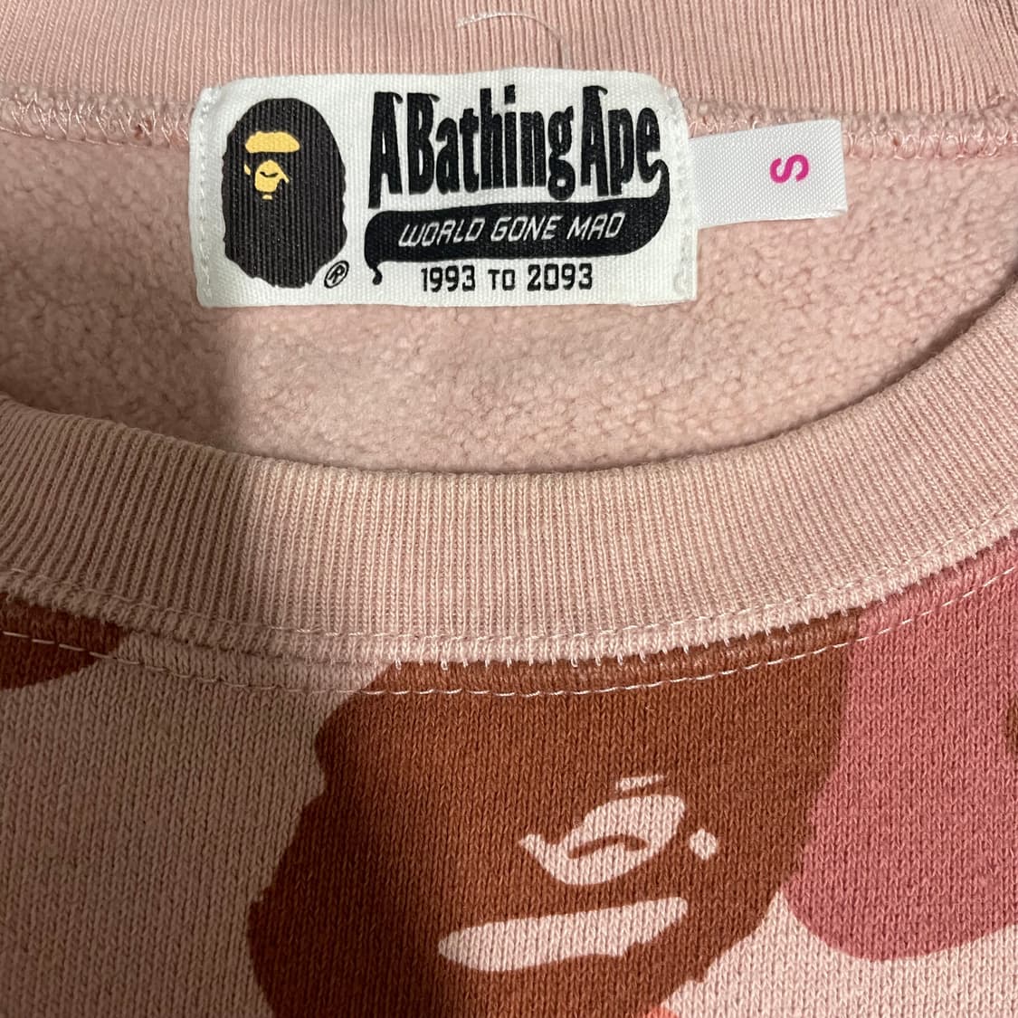 S) 베이프 핑크 카모 프린트 롱 슬리브 긴팔 상품이미지5