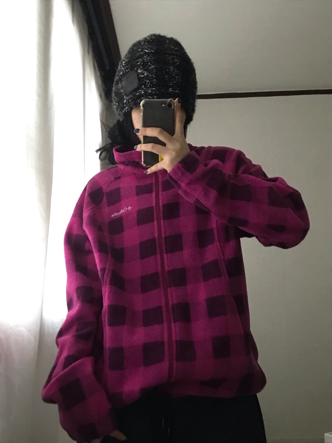 콜롬비아 플럼 체크 후리스 상품이미지1