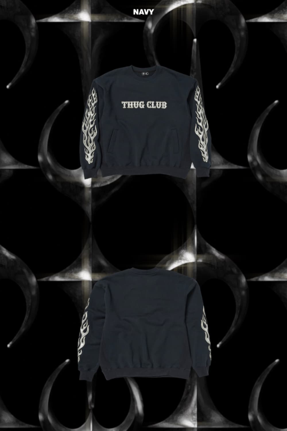 떠그클럽 레더 플레임 후디 -2size- 네이비 (미착용 새상품) 상품이미지5