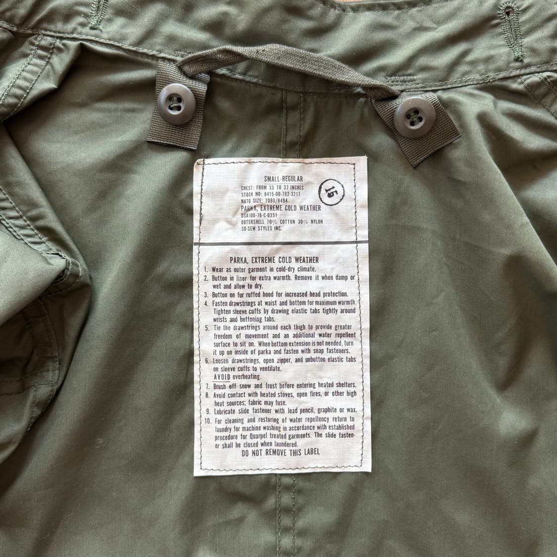 (S) 데드스탁 M65 피쉬테일 개파카 오리지널 풀세트 상품이미지7