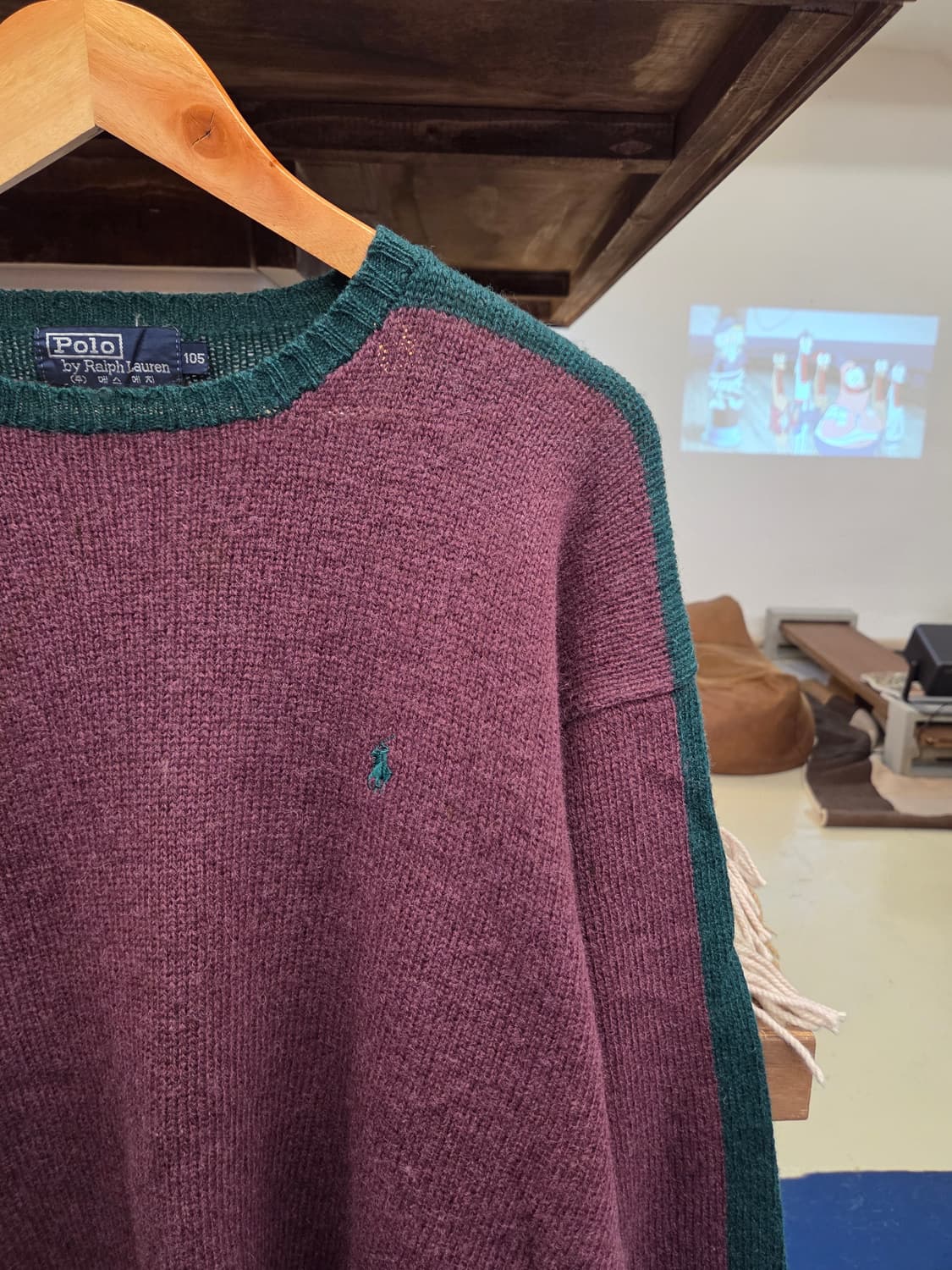 1980s PRL 폴로 랄프로렌 셔틀랜드 울 투톤 니트 상품이미지5