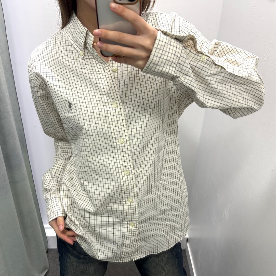 폴로 베이지 체크 셔츠 상품이미지2