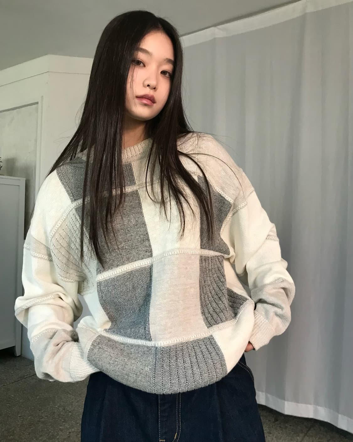 패치워크 블록 니트 상품이미지8