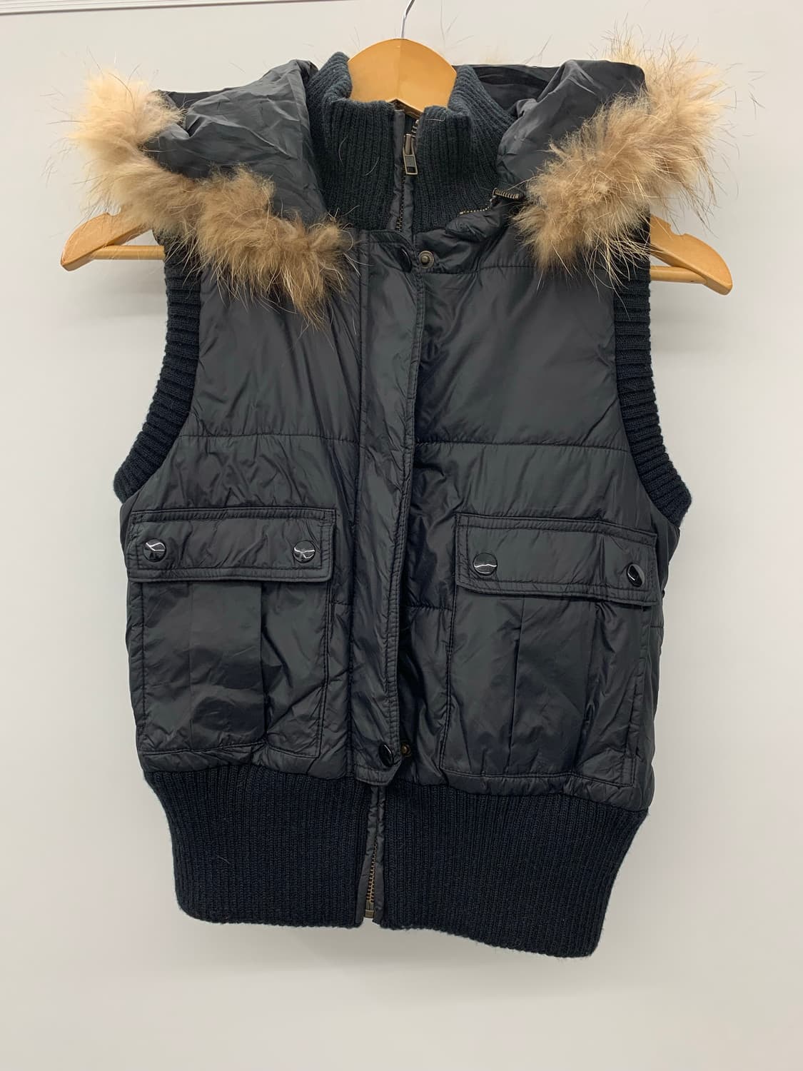 Y2k 블랙 퍼 다운 베스트 상품이미지5