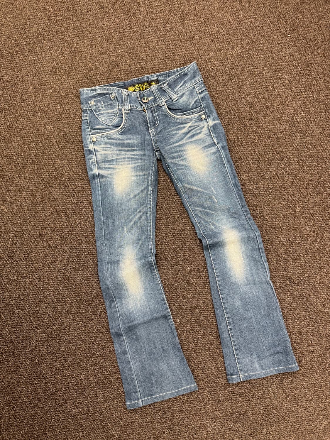 25)레드페퍼 빈티지 Y2K 포켓 큐빅 부츠컷 로우라이즈 데님팬츠 상품이미지1