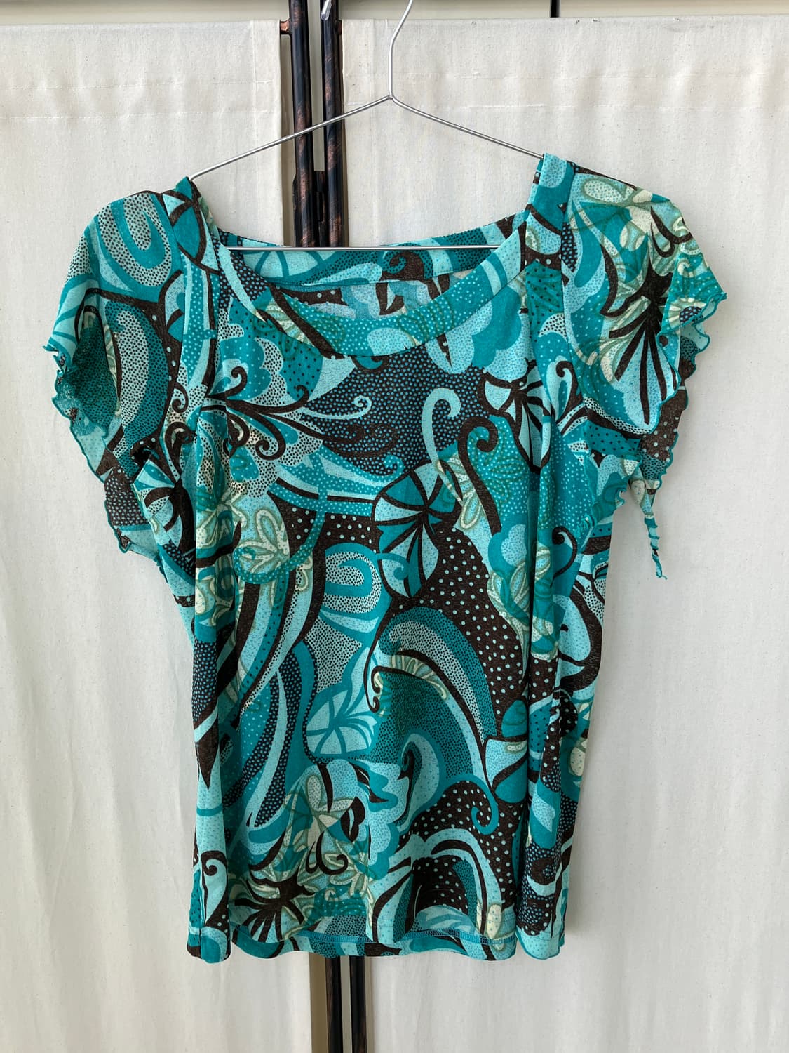 teal oriental frill blouse 상품이미지5