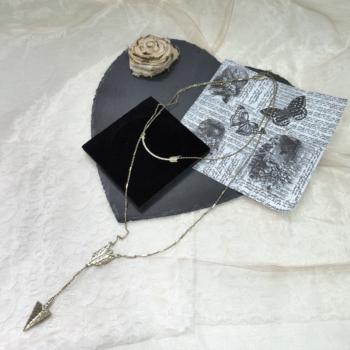 빈티지 양면착용 해머링 화살 레이어드 목걸이 상품이미지3