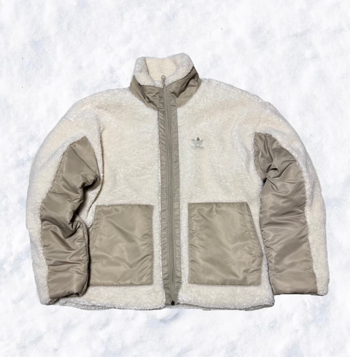 아디다스 카키 베이지 쉐르파 후리스 집업 상품이미지2