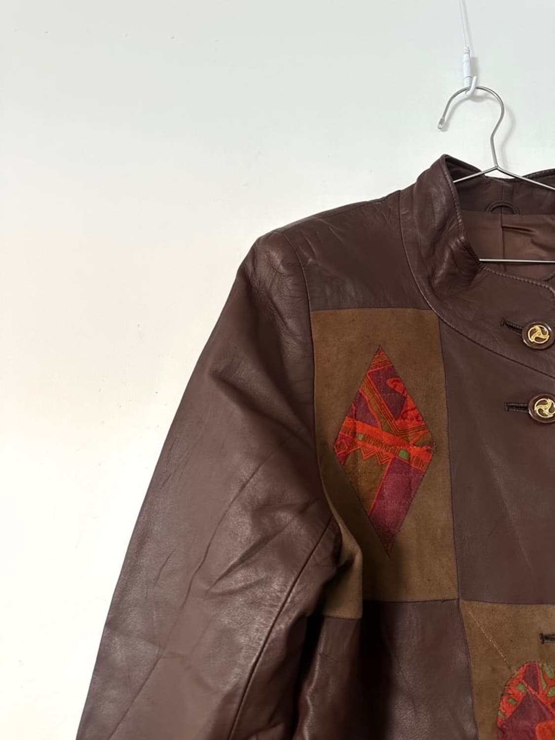 Suits symbol patch leather jacket / brow 상품이미지3